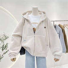 COSYEVNO 여성 후드 집업형 겨울 후드 기모 도톰 코트