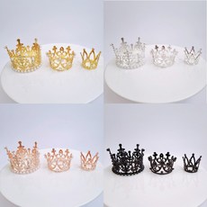 고급형 진주 티아라 왕관 토퍼 케이크 장식 웨딩 소품 1P, 상세페이지 참조, 미니큐빅티아라(S) 골드 1p