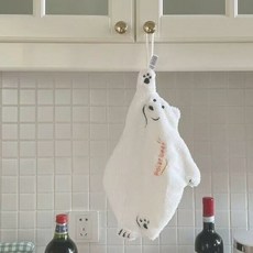 플렉스에이 부드럽고 흡수력좋은 극세사 북극 곰 고리 핸드 타월 수건, 1개