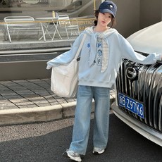 女童春秋款披肩衛衣 韓系字母印花上衣