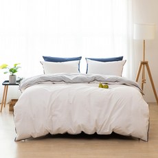 소프라움 앤 어코드 60수 고밀도 워싱 순면 이불커버 베개세트 화이트
