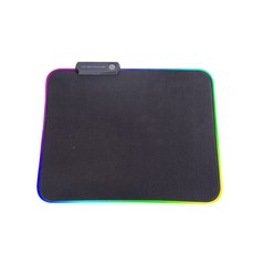 七彩LED發光滑鼠墊 (長30*25CM) 防滑電競, 1個, 黑色