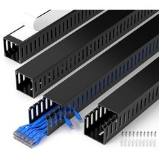 ZhiYo H1.4 W1.6 in Server Rack Cable Management Raceway 144in (4X L36in) Cable Raceway Kit Elect, 블랙
