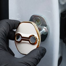 그라피카 전차종 호환 도어스트라이커 커버 TPU B타입 몰딩 도어락 보호 자동차 인테리어 용품, 화이트 / 골드라인