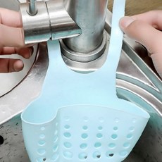 싱크볼 수도꼭지 걸림식 세척솔 보관함 주방용품 스펀지 거치홀더 물빠짐구멍, 1개, 그린