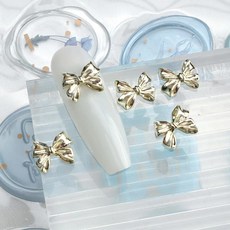 메탈 롱리본 숏리본 네일파츠 6종 (택1) 리본네일 메탈리본, 1개, 골드 숏리본