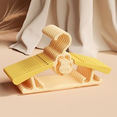 防滑伸縮型兒童衣架 可疊掛寶寶嬰兒小孩衣掛 晾衣架曬衣架, 全黃兔子款（5個一組）可疊加使用, 1個