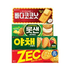롯데웰푸드 빠다코코낫 78g + 롯샌 파인애플 79g + 야채 크래커 55g + 제크 65g 세트, 1세트