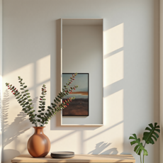 FitCleer 깨지지 않는 전신거울 벽걸이 스탠드 겸용 300x900mm 가벼운 안전 필름 거울, 화이트