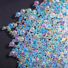 공예 주얼리 제작과 호환되는 구멍 없는 50g 유리 버블 비즈, 사이즈 이미지 참고, 1개, Transparent ab color