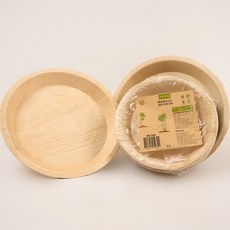 하이엔맘 천연 친환경 생분해 일회용 야자나무잎 캠핑 홈파티 원형 접시 10개 1세트, 혼합색상, 중 ( 20cm x 2,5cm )