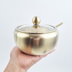 티타늄 애플 양념통 4호 13cm 460ml 스푼포함 업소용 양념단지 다대기 조미료 통 소금후추통, 1개