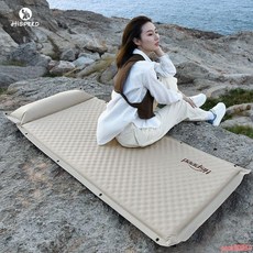 充氣墊 氣墊床 自動充氣 家用睡墊 防潮墊 戶外露營 氣墊床折疊床, 單人卡其3CM【自動充氣/記憶海綿】