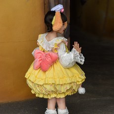 女童奶油色廚師狗公主蓬蓬裙 洛麗塔風連衣裙