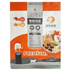nu4PET 陪心寵糧 全齡貓 無穀低碳貓糧 鮮雞野莓, 1袋, 1kg, 泌尿道保健 爆毛配方