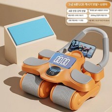 프리미엄 4륜 LCD 타이머 복근 롤러 코어전신운동 휴대폰 거치대 안정형 홈트레이닝기구, 4륜 4팔꿈치 오렌지(LCD 타이머), 기본 모델명/품번