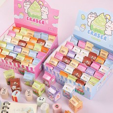 可愛橡皮擦盲盒 卡通創意小禮物 國小學生 可切橡皮 幼兒園文具獎品 批發 卡皮巴拉 橡皮擦 禮物 兒童, 1個, 牛奶盒橡皮擦