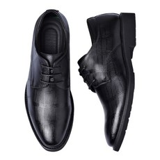 男士商務休閒格紋皮鞋，透氣舒適耐磨防滑，多種尺寸可選