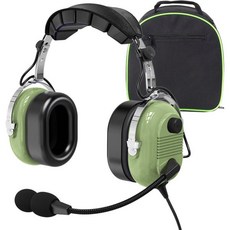 워다센 항공 조종사 헤드셋 학생용 비행 학교 수동 소음 차단 항공기 헤드폰 붐 마이크, Light-green