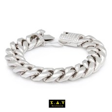 YAV 美國 KING ICE 台灣總代理 16mm 不銹鋼 Cuban 白金 古巴 手鍊 防氧化, 1個