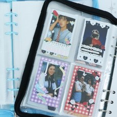 육공 다이어리 지퍼 바인더 커버 포토카드 스티커 인생네컷 사진 보관 앨범 수첩, 1개, 핑크