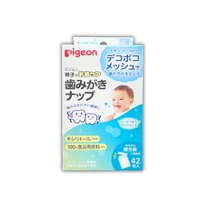 pigeon 貝親 嬰幼兒潔牙濕巾 42片裝 100%純棉 凹凸網眼 木糖醇配方 獨立包裝, 1盒