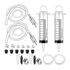 HSDJLXZ 4피스 브레이크 블리더 호스 단방향 체크 밸브 튜브 블리딩 도구 키트 자동차 오토바이 클러치용 100ML 50cm 및 오일 유체 추출기 펌프 유압 시스템 블