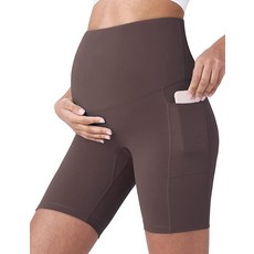 POSHDIVAH 여성용 임산부 요가 반바지 복부 범프 여름 운동 러닝 주머니가 있는 활동적 12.7cm/20.3cm(5인치)/20.3cm(8인치) 와인 레드 XL