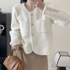 雪莉小姐 名媛小香風金釦仿貂絨保暖外套