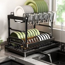 가정용 배수 식기건조대 주방용품 설거지 주방 과일 접시, H. 블랙접시걸이 컵걸이