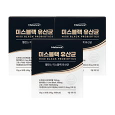 멜런스 미스블랙 여성전용 새치 블랙 유산균 50억 프로바이오틱스 멜라닌 모발 영양제 하수오 검은콩 블랙푸드, 3박스, 30정