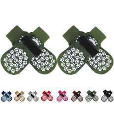 EXPAWLORER 발을 핥는 것을 방지하는 미끄럼 방지 강아지 양말 뜨거운 도로를 위한 강아지 신발 소형 중형 대형견을 위한 강아지 부츠 견목 바닥용 트랙션 컨트롤, 아미 그린