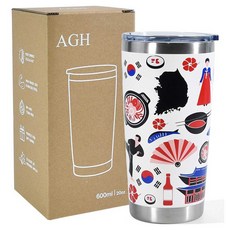 AGH 스테인레스 스틸 더블 레이어 진공 텀블러, 1개, 600ml, 화이트