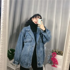 [Myshe]데님 코트 쿨 여성 청 자켓 루즈핏 점퍼 가디건 봄신상 빅사이즈 Q07