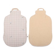 파쉬 보온물주머니 2L + 골덴 체크하늘꽃자수 면커버, 1개