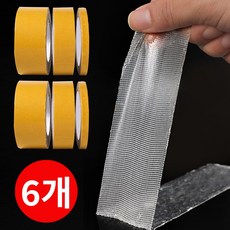 아루카 자국없는 초강력 투명 메쉬 면사 다용도 매직 양면 테이프, 6개, 투명 양면