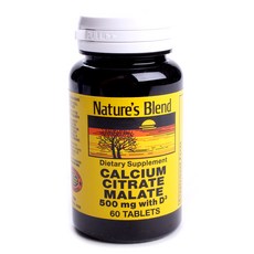 Nature's Blend 檸檬酸鈣維生素D3錠 500mg, 60顆, 1罐