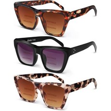 라데제 3팩 바이포컬 리더 선글라스 여성 - 오버사이즈 선 리딩 안경 캣 아이 빈티지 아웃도어 UV400 프로텍션 아이웨어 （ 2.25 ）, Oversized/Black+tortois+tortoi, 1.5 x, 1개