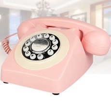 레트로전화기 벽걸이 골동품 빈티지 청록색 장, J. 900년형 핑크 키패드 모델 전화선 연결형