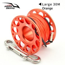 1PCS 15M 30M 스쿠버 장비 스틸 스풀 핑거 다이빙 다이빙 합금 SMB 스테인레스 케이브 엔드 알루미늄 더블, Orange 30M