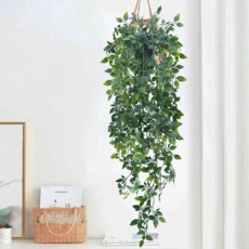 에이치엠데코 미니 조화 넝쿨화분 2개 인조넝쿨 인테리어 공중식물, 1세트, 흰독말풀