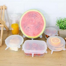 만능 신선 실리콘커버 6종세트 주방필수품 완벽밀폐커버 수박덮개로활용가능, 1세트