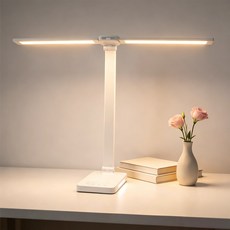 키스미스 듀얼 LED 스탠드 시력보호 책상 학습용 사무용 무단계 밝기조절 와이드 공부조명, 화이트 화이트