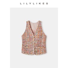 트위드 숏 자켓 노카라 소재