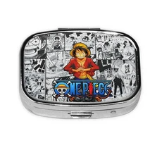 Anime Luffy Comic Square Pill Box 2 그리드 알약 디스펜서 Gear 5 휴대용 여행 의학 홀더 보관함 컨테이, 01 Pill Box, 05 5