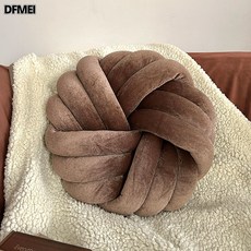 歐式輕奢金絲絨三股圓墊客廳靠墊牀頭靠枕編織飄窗墊沙發毛絨抱枕, 棕色