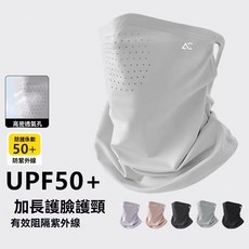 戶外防曬口罩男女全臉夏季防紫外線護頸透氣臉罩騎行跑步掛耳面罩, 1個, 黑色+淺灰【防曬/透氣黑科技】兩件裝,錦綸升級4.0冰感【掛耳面罩】