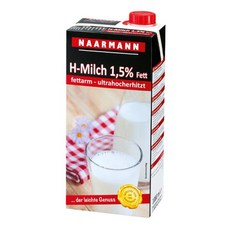 Naarmann 나르만 로우-팻 UHT 밀크 1.5% 팻, 2개, 1L