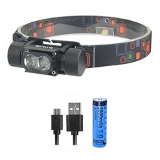 [LEDLAB] 세트 DOUBLE-LED XQ-210 헤드랜턴 LED L2 2구 헤드 라이트 작업 헤드램프 자전거 라이트 18650 충전지 전용 등산 캠핑 랜턴, 세트 XQ-210헤드랜턴(충전지 포함), 1개
