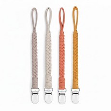 남아 및 여아용 아기 젖꼭지 홀더 치발기 스트랩 유니 디자인 부드러운 클립 100% 수제 브레이드 치발기 장난감에 사용하기 쉬움 (4팩 색상은 다양), 22.9cm(9인치) 그린